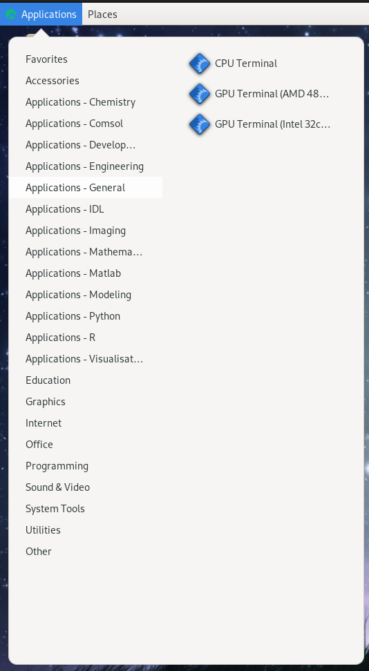 Cosmos On-Demand apps menu