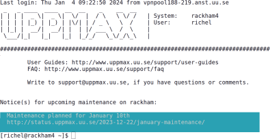 Log in to Rackham4 via a terminal