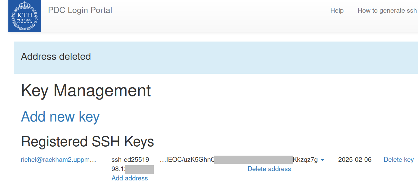 Here we see that there is an SSH key added