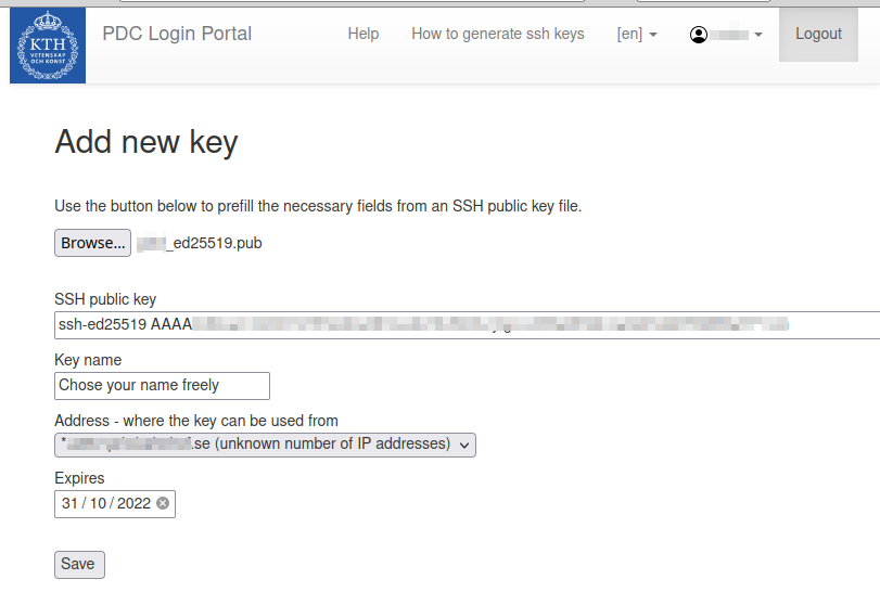 How it looks when adding a new key