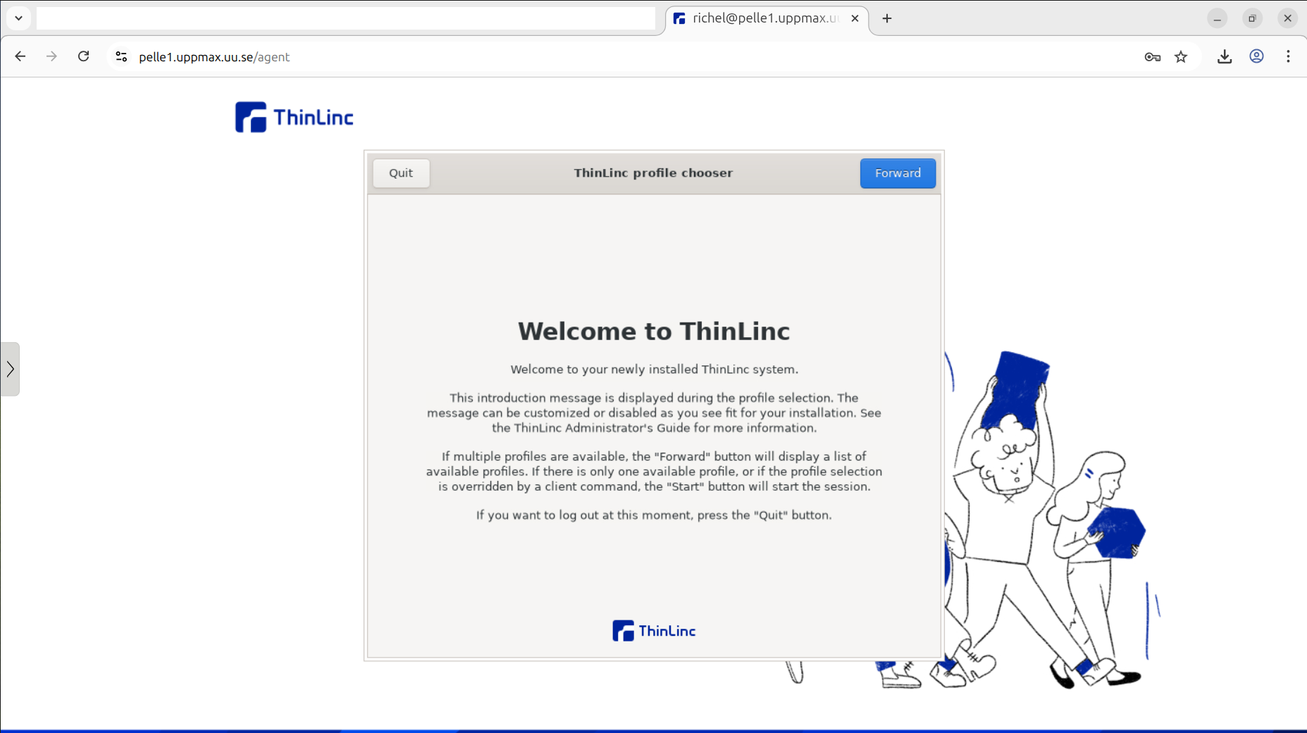Pelle website login screen with details