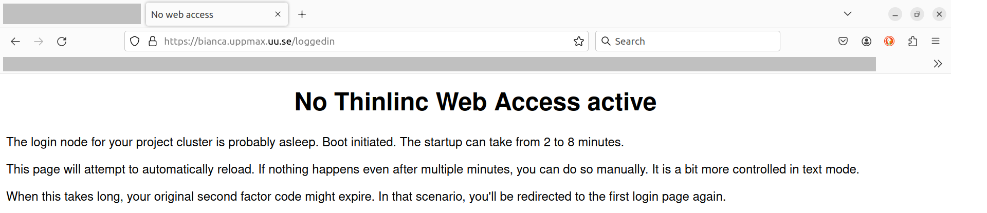 No Thinlinc Web Access active