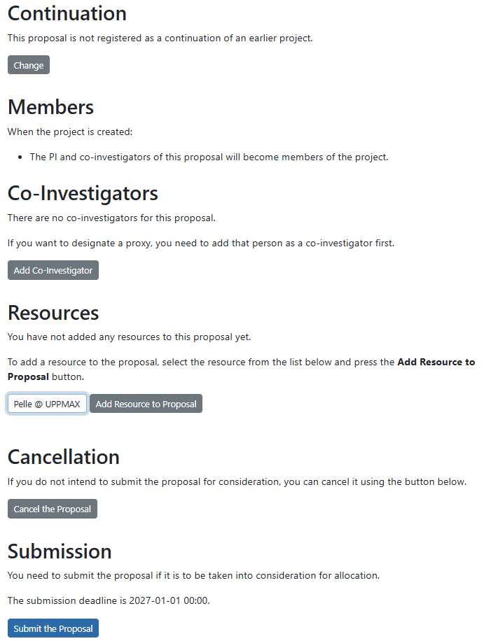 In your UPPMAX local compute project, scroll down to 'Resources' and add Pelle