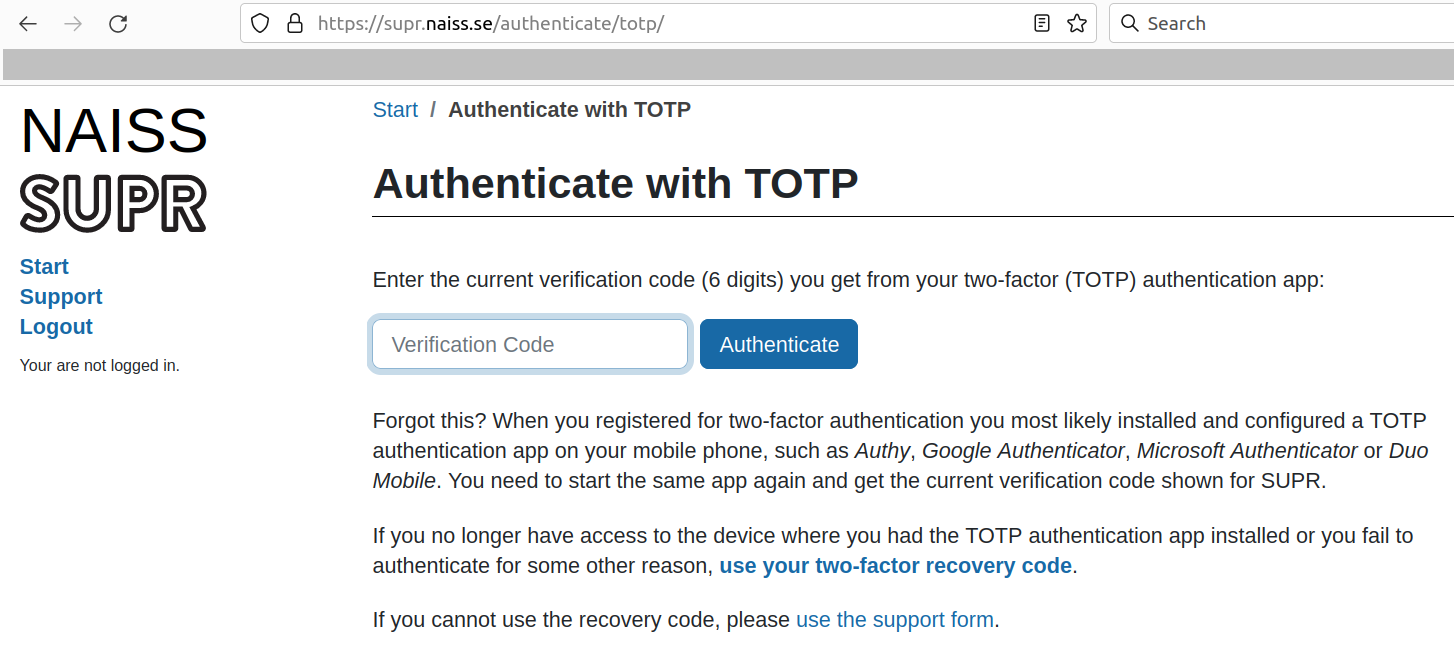 SUPR 2FA login