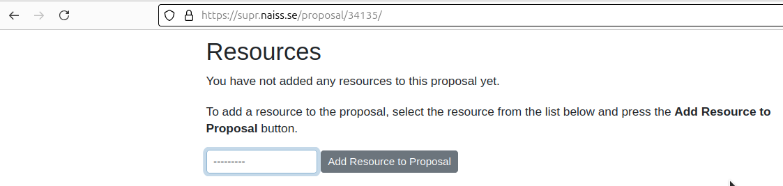 In this NAISS project proposal page, scroll down to 'Resources'