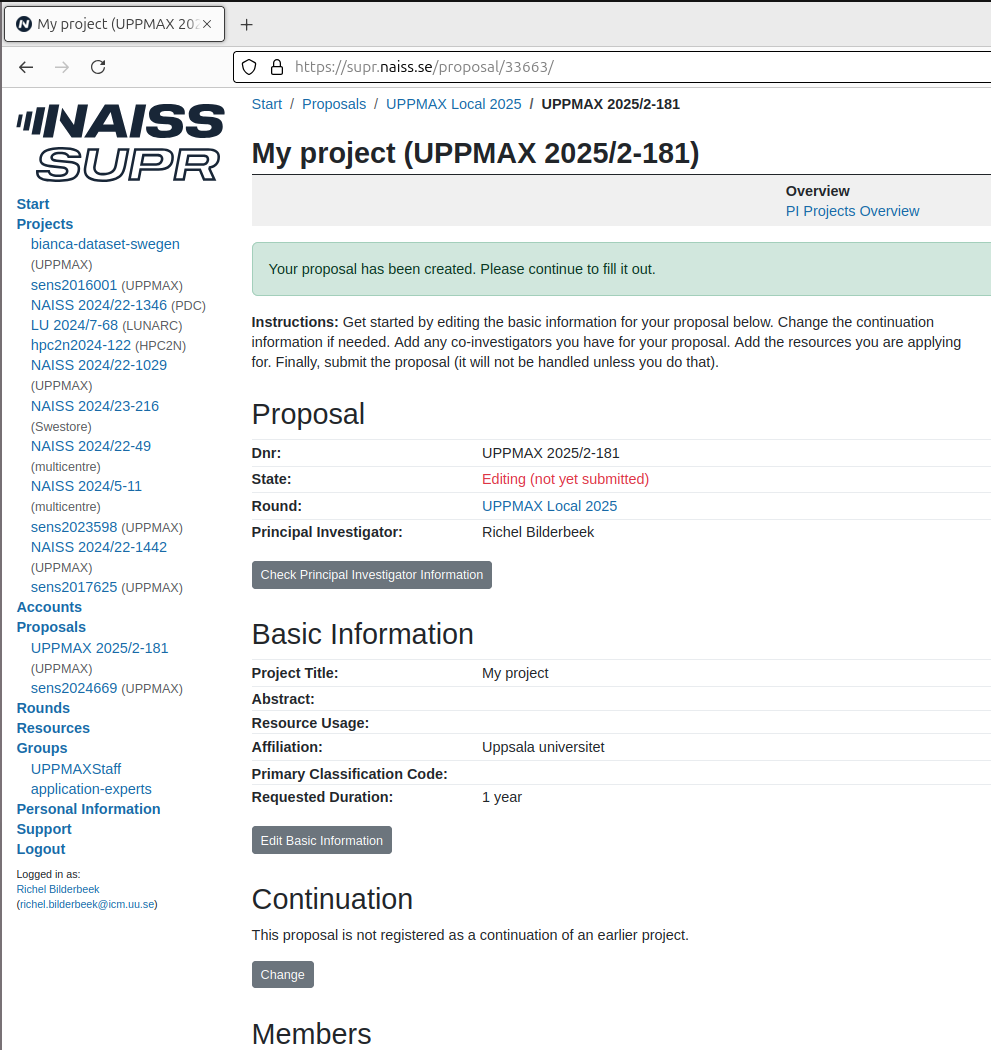 An UPPMAX local compute project