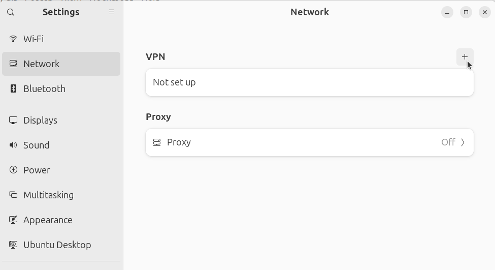 In the VPN section, click on the plus to add a VPN