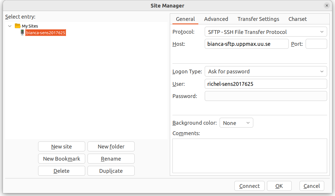 FileZilla settings for another user