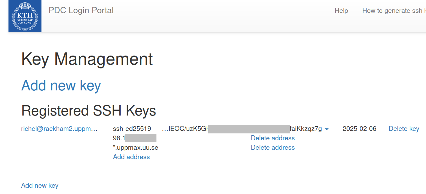 Example PDC login portal with one key