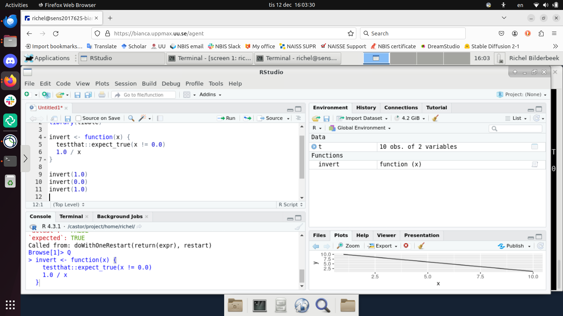 The RStudio debugger, at the program level