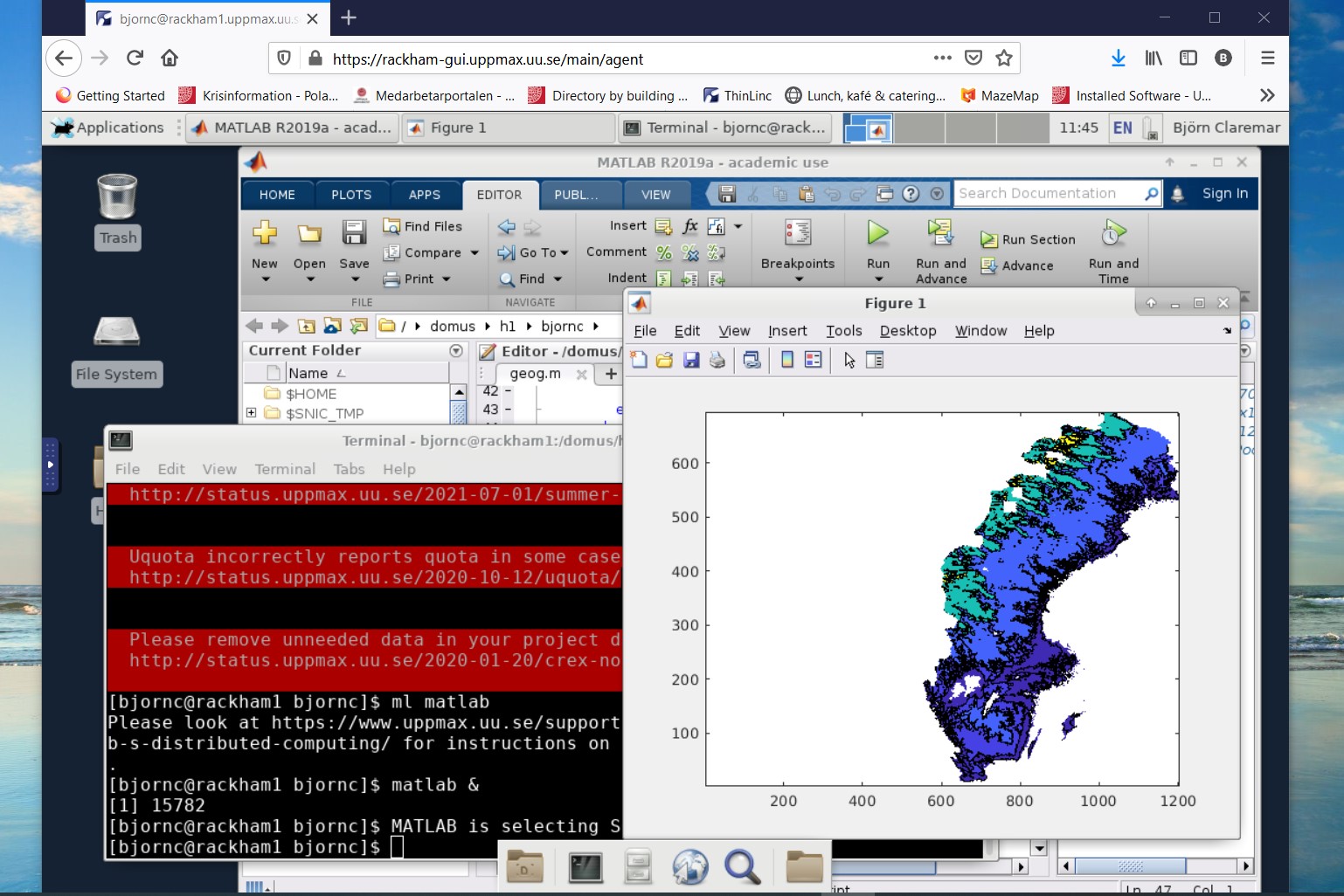 A more populated Bianca remote desktop