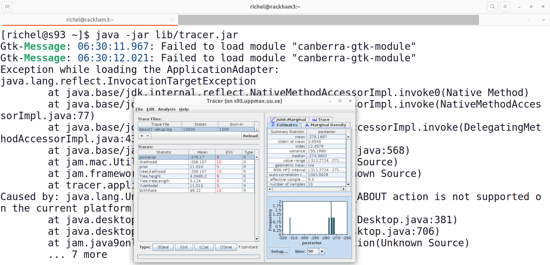 Tracer in a console environment