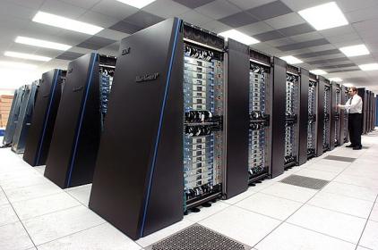 A supercomputer, from https://en.wikipedia.org/wiki/File:IBM_Blue_Gene_P_supercomputer.jpg