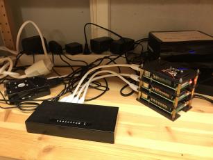 A computer cluster using some Raspberry Pi's