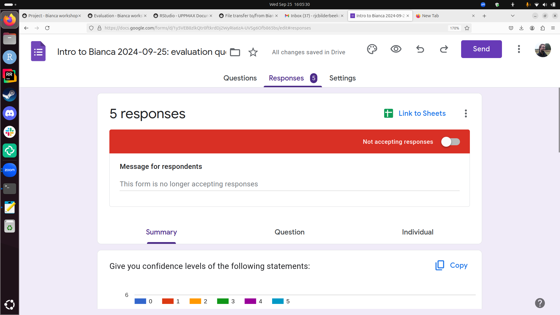 Raw data in Google Forms