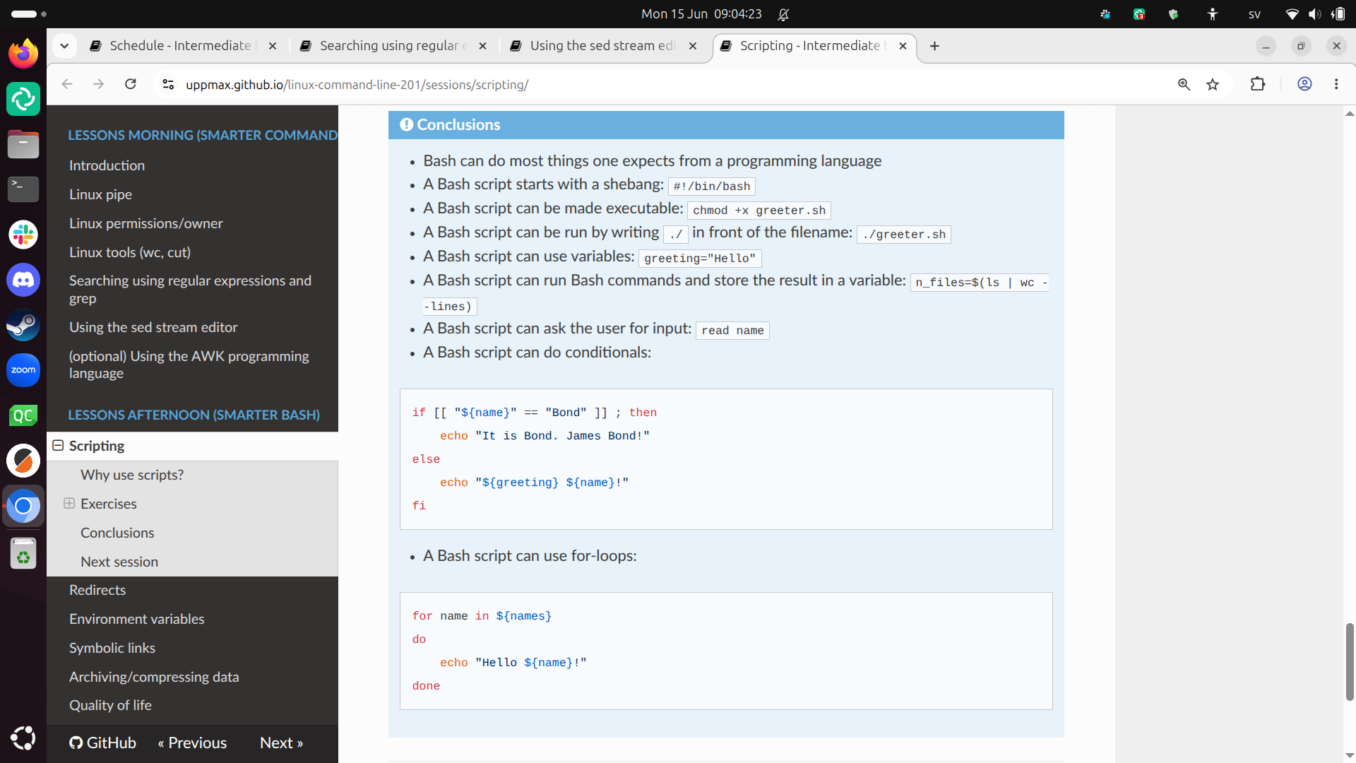 Bash scripting conclusions