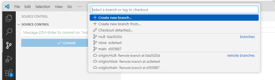 switch branch in VS Code