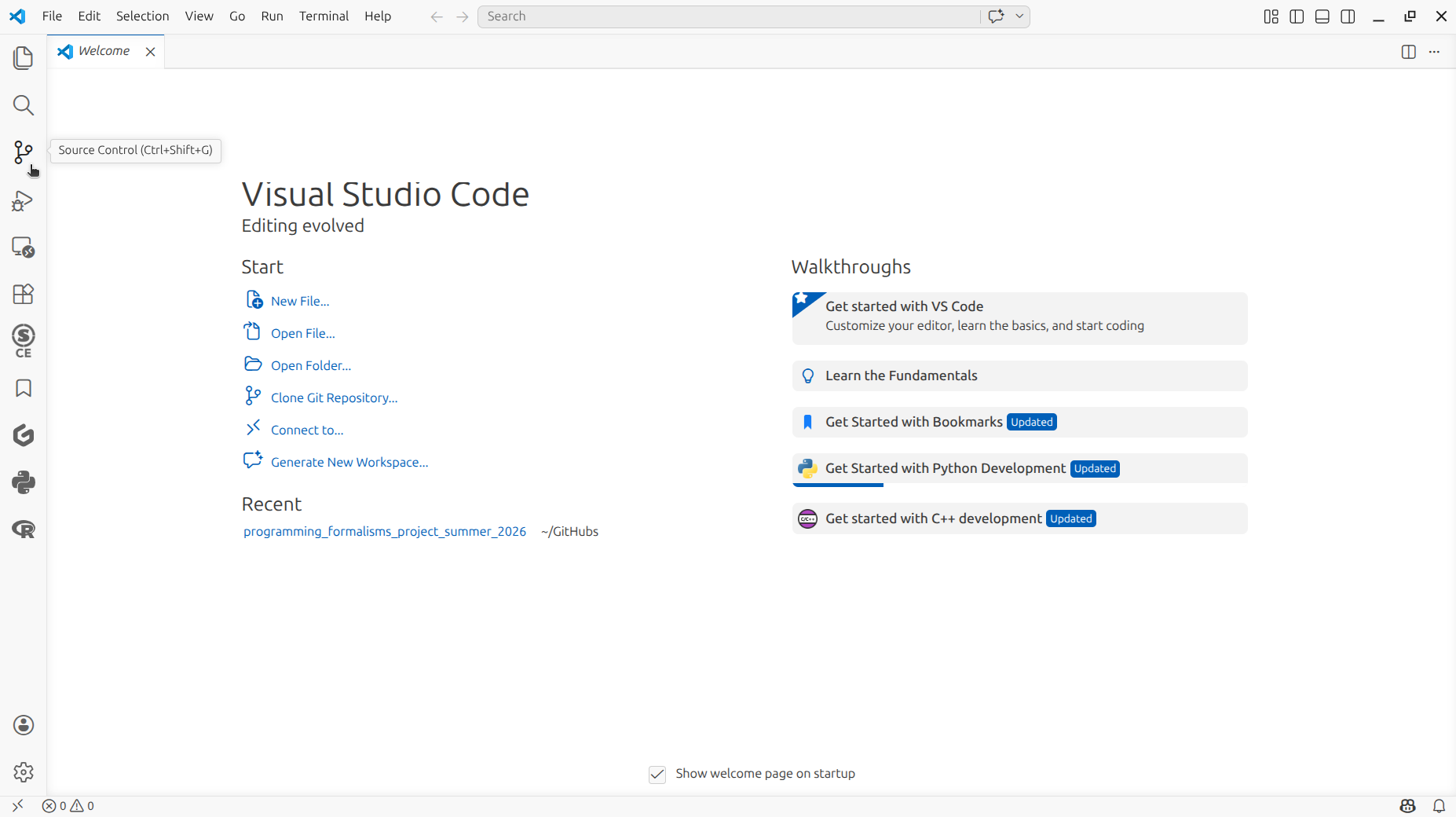 The VS Code source control panel