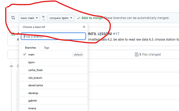 merge to which branch