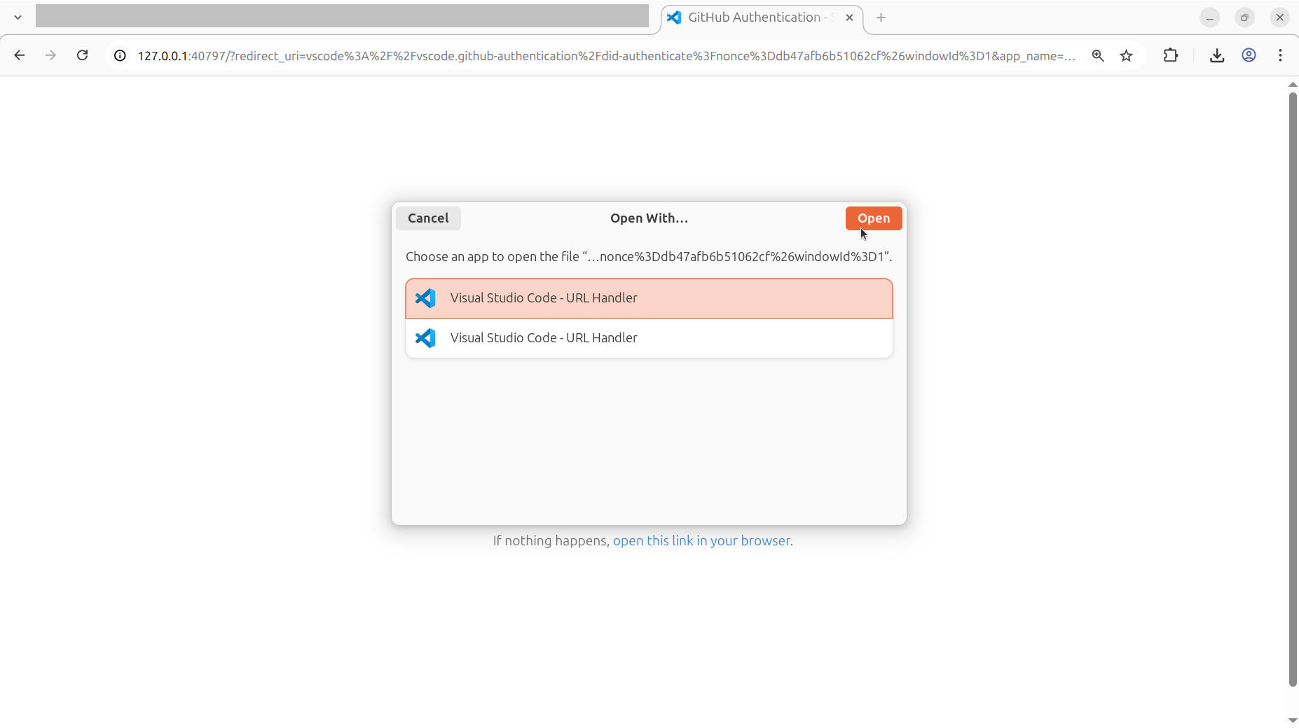 Let the first VS Code handle URLs