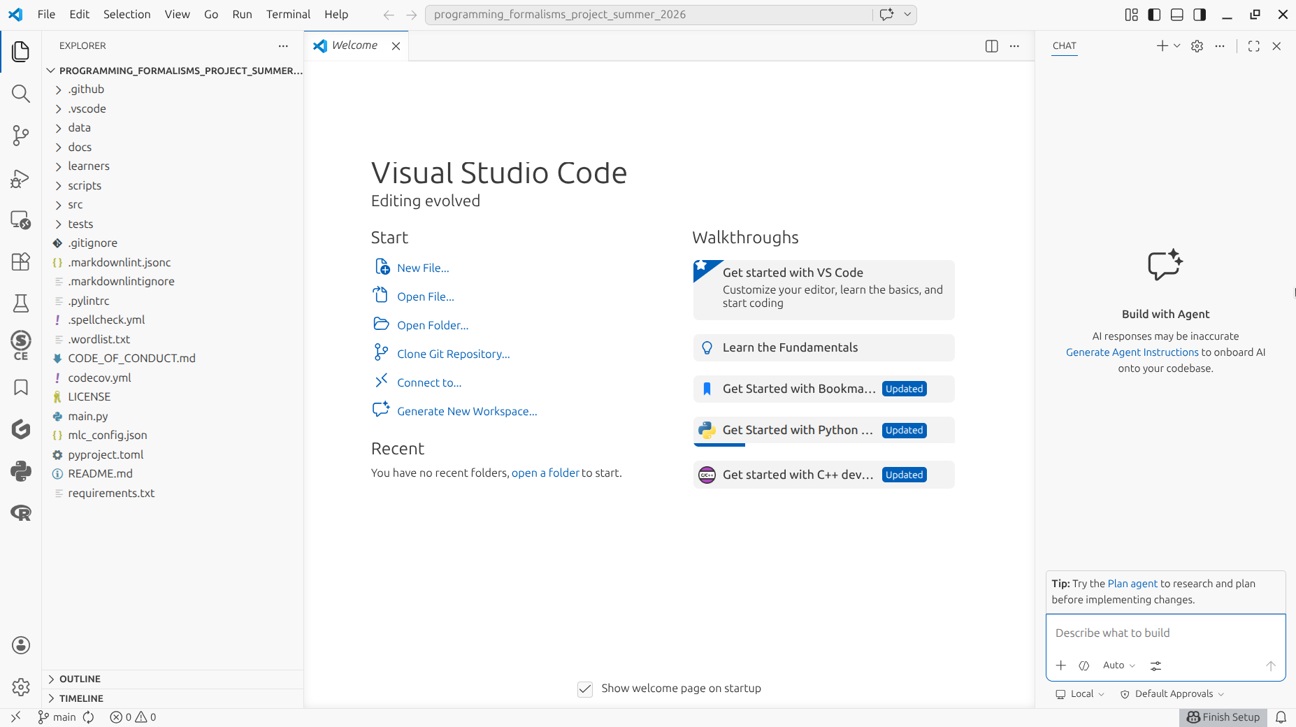 VS Code has now cloned and loaded your repository