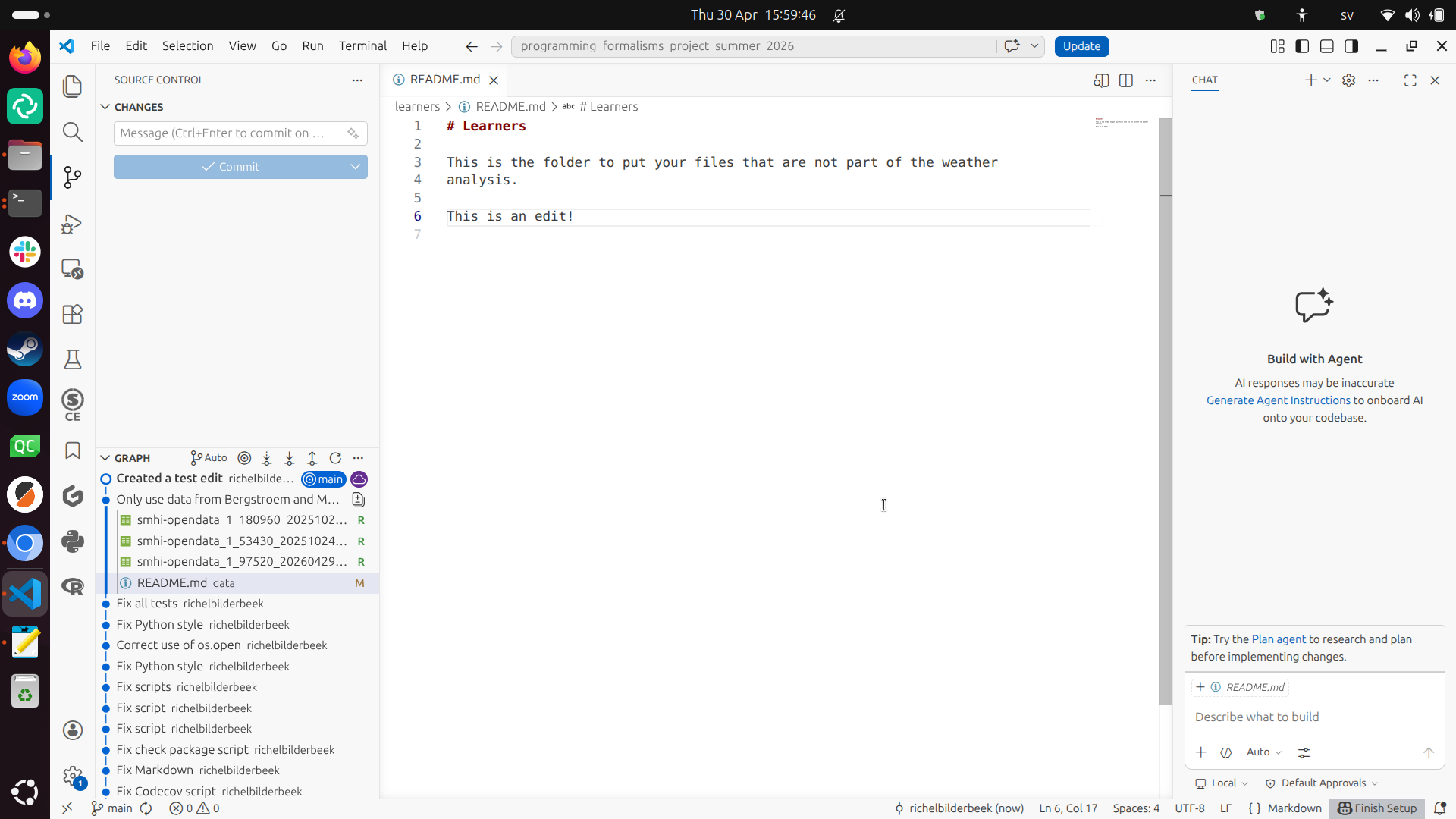 VS Code has synced the changes