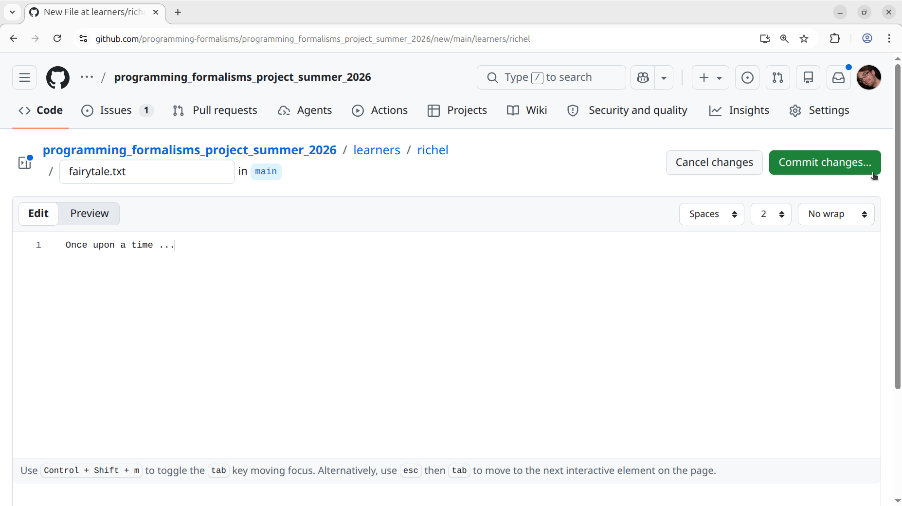 Click on 'Commit'