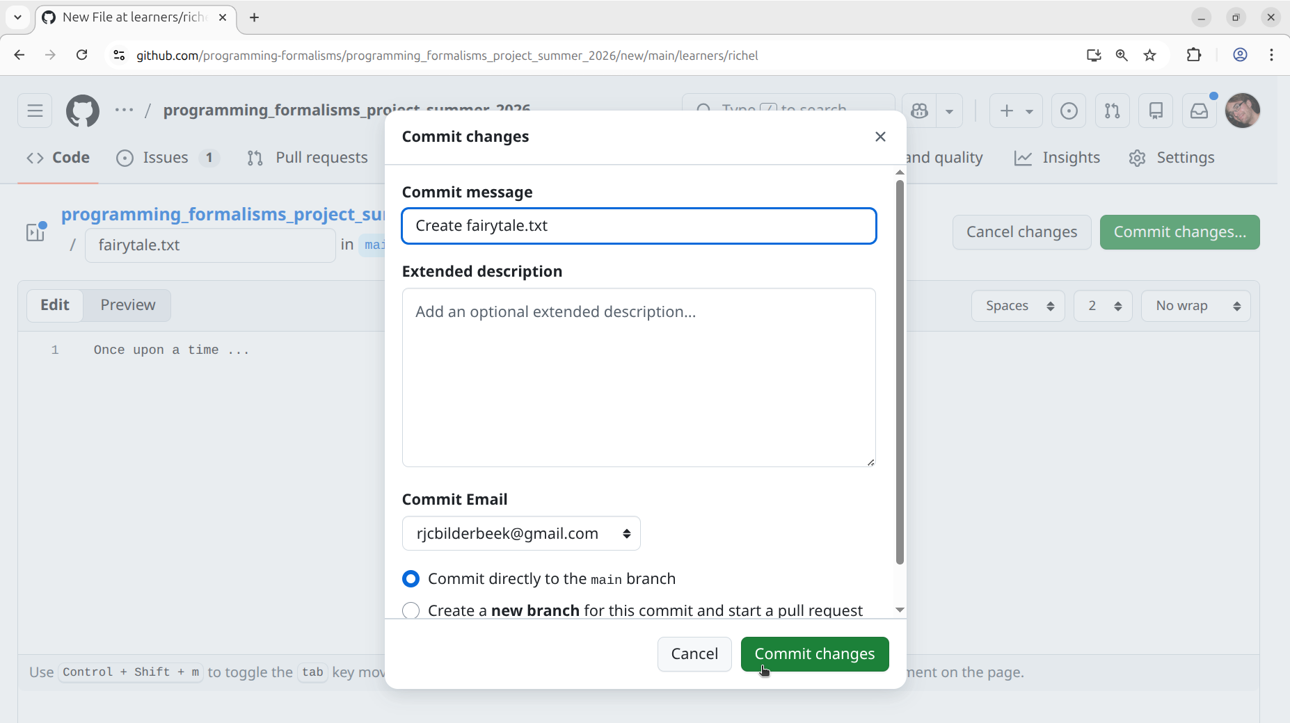 Add a commit message