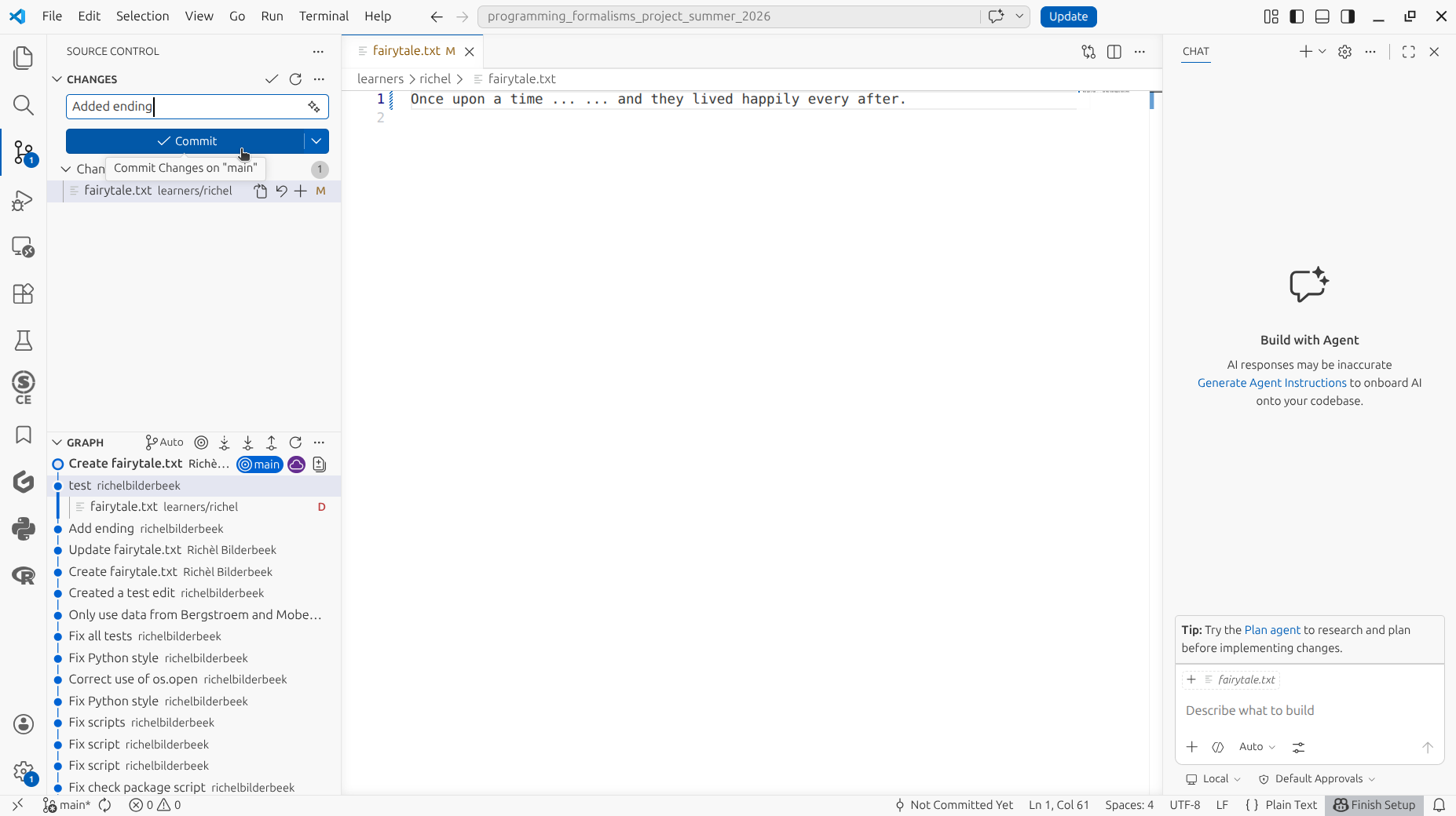 Add a commit message and click 'Commit'