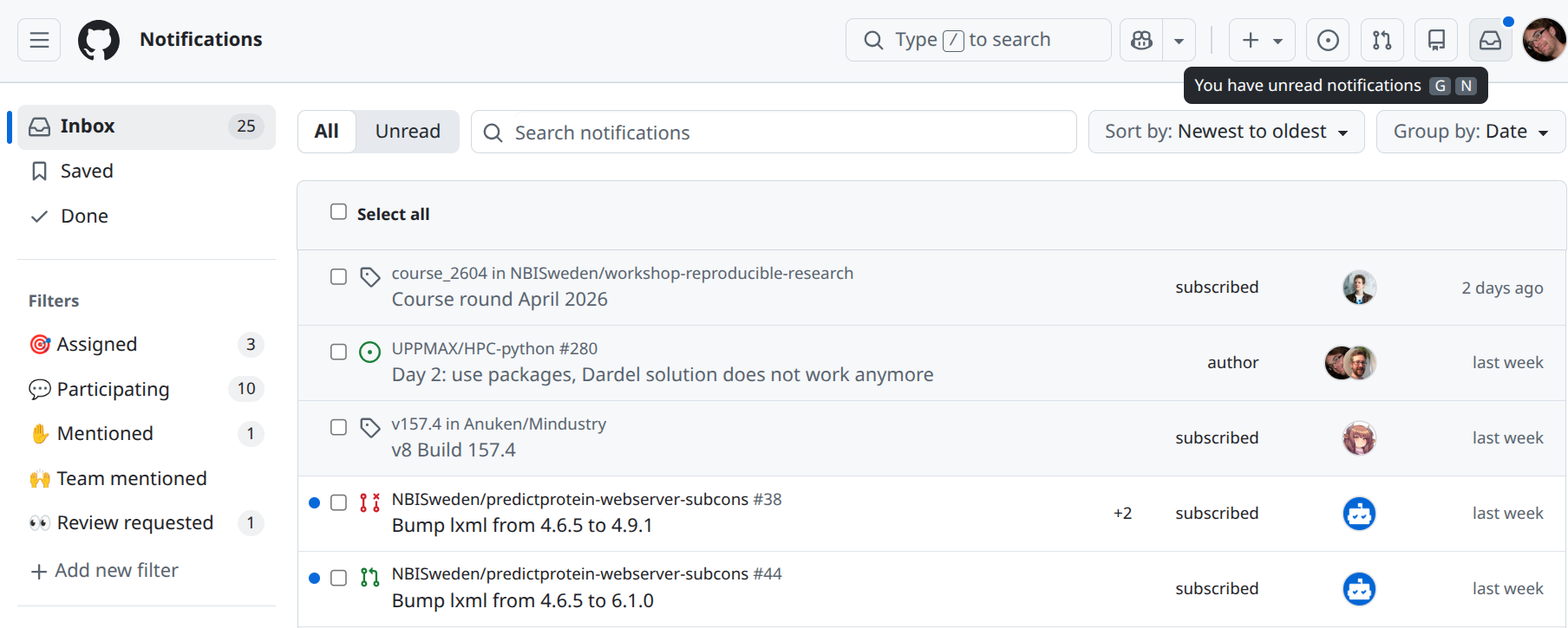 GitHub notifications