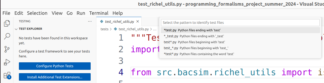 Select the test file pattern