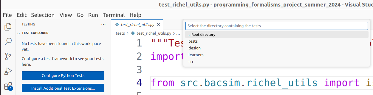 Select 'test' folder