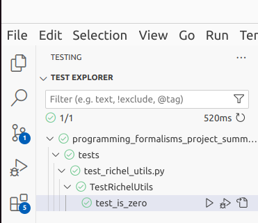 The unfolded 'Tests' tab