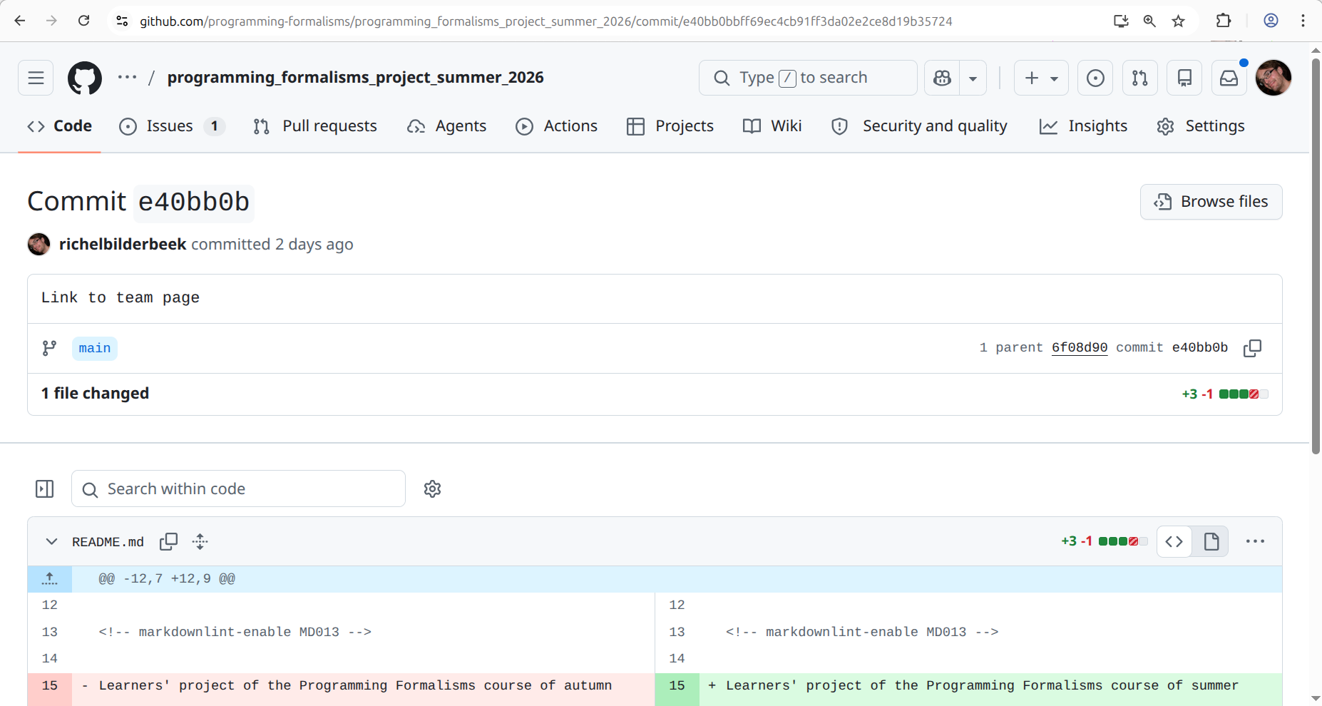 Commit details