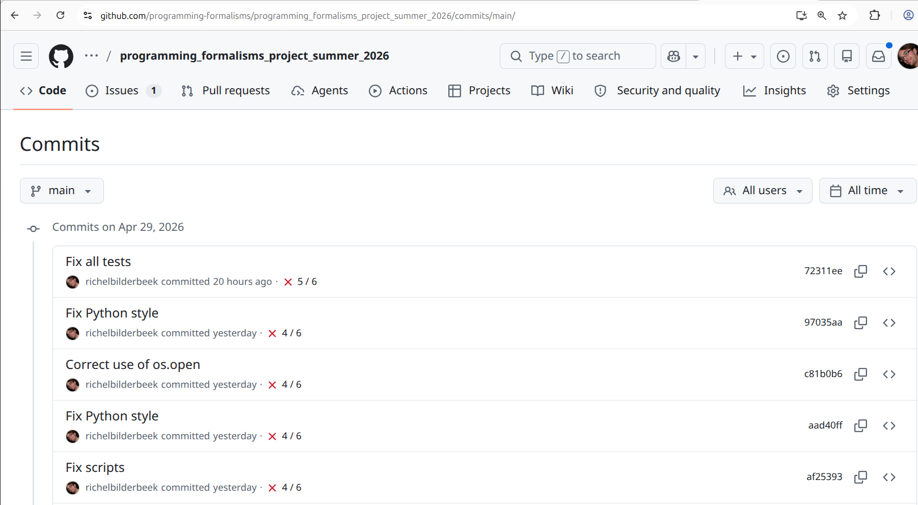 Commit history