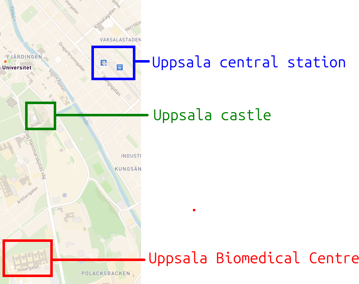 Annotated map of Uppsala