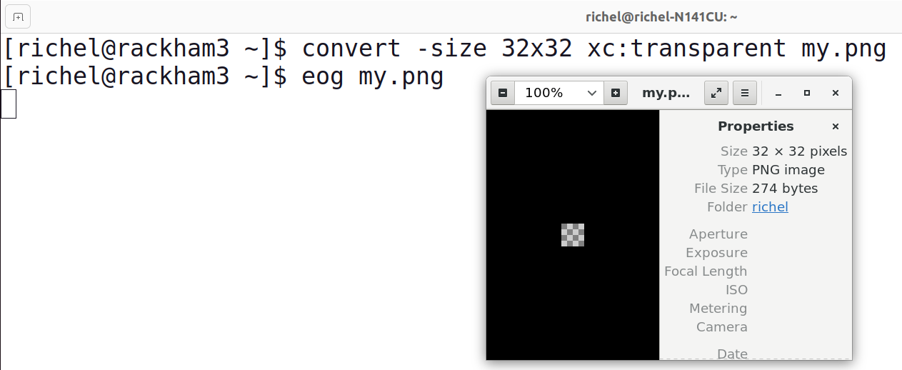 eog showing an image